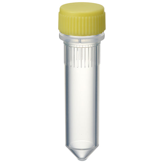 2.0 mL, O-ring less Screwcap Tube, Conical Bottom, attached Yellow Cap, Sterilized "1394-200-YS" (20 tubes x 25 bags)
