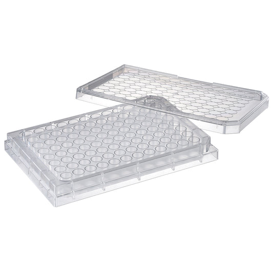 Microplate, 96-well, Chimney-well, with Lid, Flat Bottom, Sterilized "196-96FIS" (50 pieces)